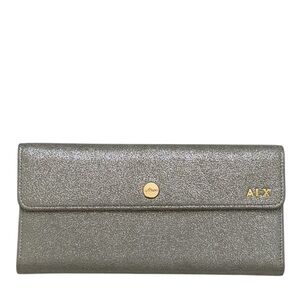 ABAS - GLITTERY SILVER TRAVEL TABS ORGANIZER LONG BIFOLD SNAP WALLET